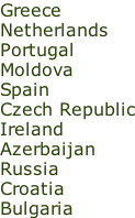 Greece Netherlands Portugal Moldova Spain Czech Republic Ireland Azerbaijan Russia Croatia Bulgaria